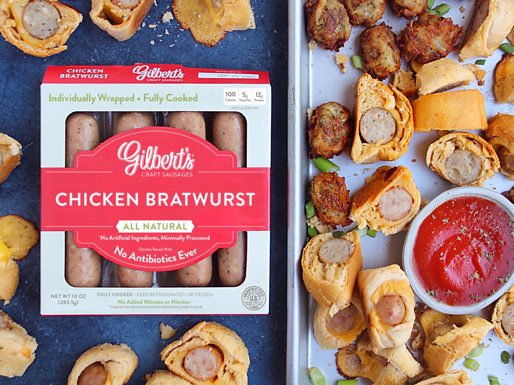 Chicken Brats & Tots recipe image