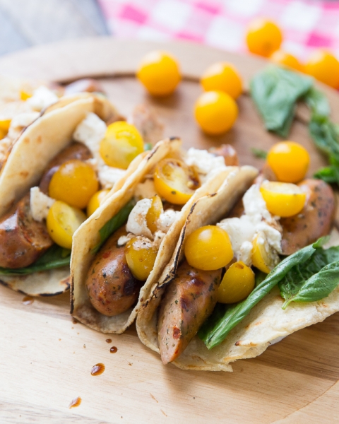 Caprese Chicken Sausage Tacos recipe image