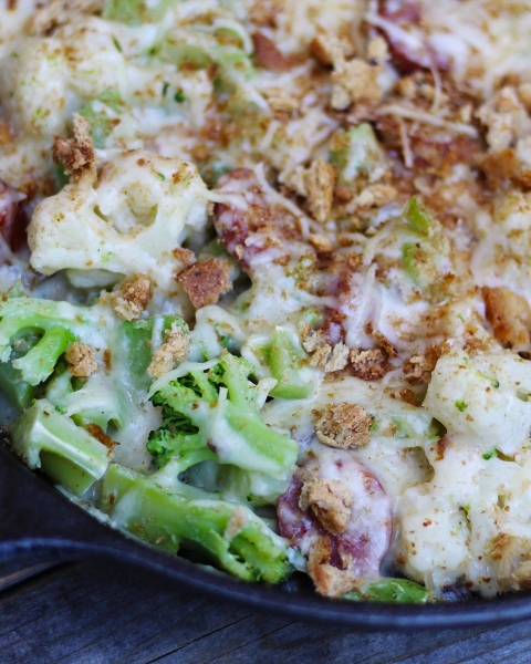 Sausage, Cauliflower and Broccoli Gratin recipe image