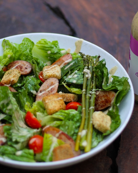 Chicken Bratwurst Caesar Salad recipe image