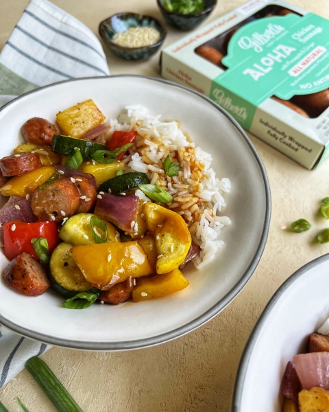 Air Fryer Teriyaki Sausage & Vegetable Bowls