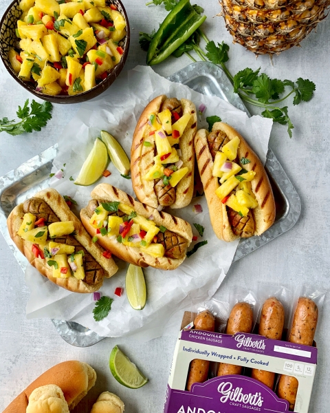 Andouille Sausages with Pineapple Salsa recipe image