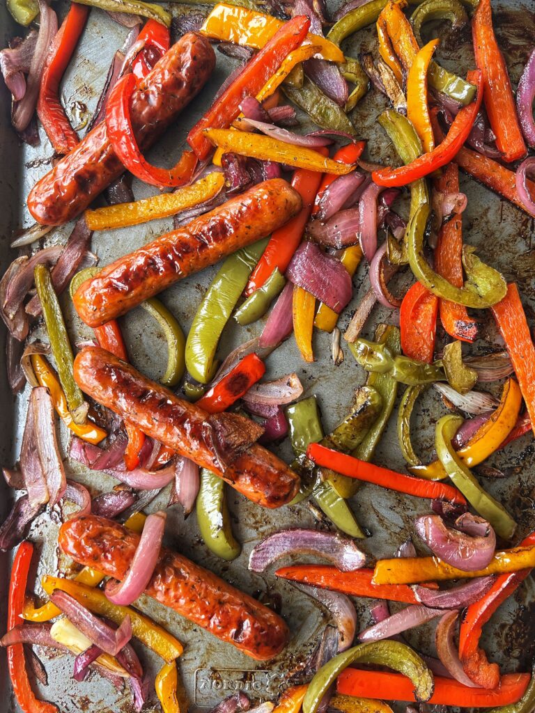 Sheet Pan Chicken Sausages with Balsamic Peppers & Onions - Gilbert's Craft Sausages