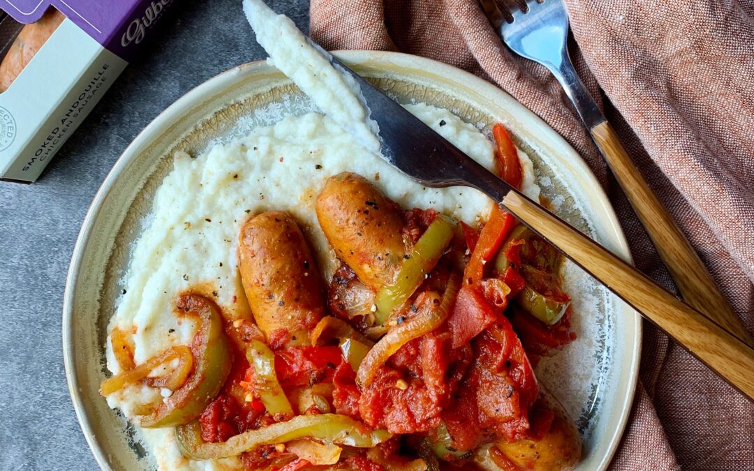 Andouille Sausage, Peppers & Onions with Caulimash